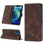 For iPhone 12 / 12 Pro Skin-feel Embossed Leather Phone Case(Brown)