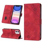For iPhone 11 Skin-feel Embossed Leather Phone Case(Red)