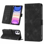 For iPhone 11 Skin-feel Embossed Leather Phone Case(Black)