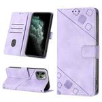 For iPhone 11 Pro Max Skin-feel Embossed Leather Phone Case(Light Purple)