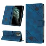 For iPhone 11 Pro Max Skin-feel Embossed Leather Phone Case(Blue)