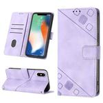 For iPhone X / XS Skin-feel Embossed Leather Phone Case(Light Purple)