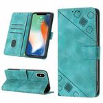 For iPhone X / XS Skin-feel Embossed Leather Phone Case(Green)