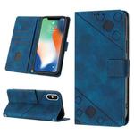 For iPhone X / XS Skin-feel Embossed Leather Phone Case(Blue)
