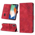 For iPhone X / XS Skin-feel Embossed Leather Phone Case(Red)