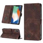 For iPhone X / XS Skin-feel Embossed Leather Phone Case(Brown)