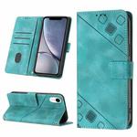 For iPhone XR Skin-feel Embossed Leather Phone Case(Green)