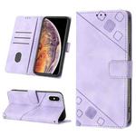 For iPhone XS Max Skin-feel Embossed Leather Phone Case(Light Purple)