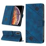 For iPhone XS Max Skin-feel Embossed Leather Phone Case(Blue)