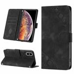 For iPhone XS Max Skin-feel Embossed Leather Phone Case(Black)