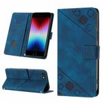 For iPhone SE 2022 / 2020 / 7 / 8 Skin-feel Embossed Leather Phone Case(Blue)