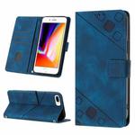 For iPhone 7 Plus / 8 Plus / 6 Plus Skin-feel Embossed Leather Phone Case(Blue)