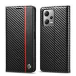 For Xiaomi Poco X5 Pro/Redmi Note 12 Pro 5G LC.IMEEKE Carbon Fiber Texture Flip Leather Phone Case(Vertical Black)