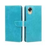 For OPPO A17k Calf Texture Buckle Flip Leather Phone Case(Light Blue)