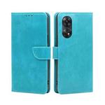 For OPPO Reno8 T 4G Calf Texture Buckle Flip Leather Phone Case(Light Blue)