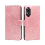 For OPPO Reno8 T 4G Calf Texture Buckle Flip Leather Phone Case(Rose Gold)