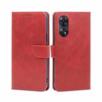 For OPPO Reno8 T 4G Calf Texture Buckle Flip Leather Phone Case(Red)