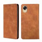 For OPPO A17k Skin Feel Magnetic Horizontal Flip Leather Phone Case(Light Brown)