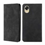 For OPPO A17k Skin Feel Magnetic Horizontal Flip Leather Phone Case(Black)
