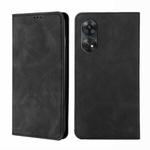 For OPPO Reno8 T 4G Skin Feel Magnetic Horizontal Flip Leather Phone Case(Black)