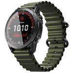 For Garmin Fenix 7 Ocean Style Quick Release Silicone Watch Band(Army Green)