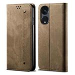 For OPPO Reno8 T 5G / A1 Pro Denim Texture Leather Phone Case(Khaki)