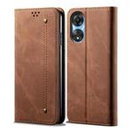For OPPO A58 5G / A58x / A78 5G Denim Texture Leather Phone Case(Brown)