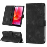 For Motorola Moto G Power 2022 Skin-feel Embossed Leather Phone Case(Black)