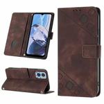 For Motorola Moto E22i 4G / E22 4G Skin-feel Embossed Leather Phone Case(Brown)