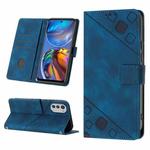 For Motorola Moto E32 4G / E32S Skin-feel Embossed Leather Phone Case(Blue)