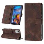 For Motorola Moto E32 4G / E32S Skin-feel Embossed Leather Phone Case(Brown)