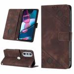 For Motorola Edge 30 Pro / Edge+ 2022 Skin-feel Embossed Leather Phone Case(Brown)