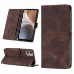 For Motorola Moto G32 Skin-feel Embossed Leather Phone Case(Brown)