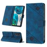 For Motorola Moto G52 Skin-feel Embossed Leather Phone Case(Blue)