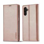 For Samsung Galaxy A14 4G / 5G LC.IMEEKE Strong Magnetism Microfiber Leather Phone Case(Rose Gold)