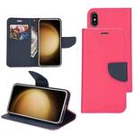 For Samsung Galaxy S23 5G Mercury Contrast Color Splicing Leather Phone Case(Rose Red)