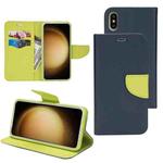 For Samsung Galaxy S22 5G Mercury Contrast Color Splicing Leather Phone Case(Dark Blue)