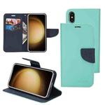 For Samsung Galaxy S22 5G Mercury Contrast Color Splicing Leather Phone Case(Mint Color)