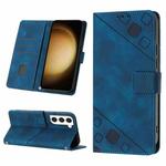 For Samsung Galaxy S23+ 5G Skin-feel Embossed Leather Phone Case(Blue)