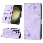 For Samsung Galaxy S23 Ultra 5G Skin-feel Embossed Leather Phone Case(Light Purple)