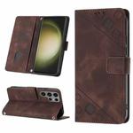 For Samsung Galaxy S23 Ultra 5G Skin-feel Embossed Leather Phone Case(Brown)