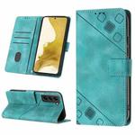 For Samsung Galaxy S22 5G Skin-feel Embossed Leather Phone Case(Green)