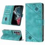 For Samsung Galaxy S22 Ultra 5G Skin-feel Embossed Leather Phone Case(Green)