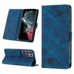 For Samsung Galaxy S22 Ultra 5G Skin-feel Embossed Leather Phone Case(Blue)
