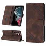 For Samsung Galaxy S22 Ultra 5G Skin-feel Embossed Leather Phone Case(Brown)