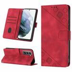 For Samsung Galaxy S21+ 5G Skin-feel Embossed Leather Phone Case(Red)