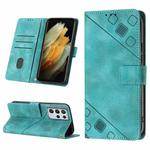 For Samsung Galaxy S21 Ultra 5G Skin-feel Embossed Leather Phone Case(Green)