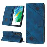 For Samsung Galaxy S21 FE 5G Skin-feel Embossed Leather Phone Case(Blue)