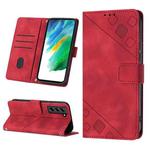 For Samsung Galaxy S21 FE 5G Skin-feel Embossed Leather Phone Case(Red)