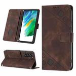 For Samsung Galaxy S21 FE 5G Skin-feel Embossed Leather Phone Case(Brown)